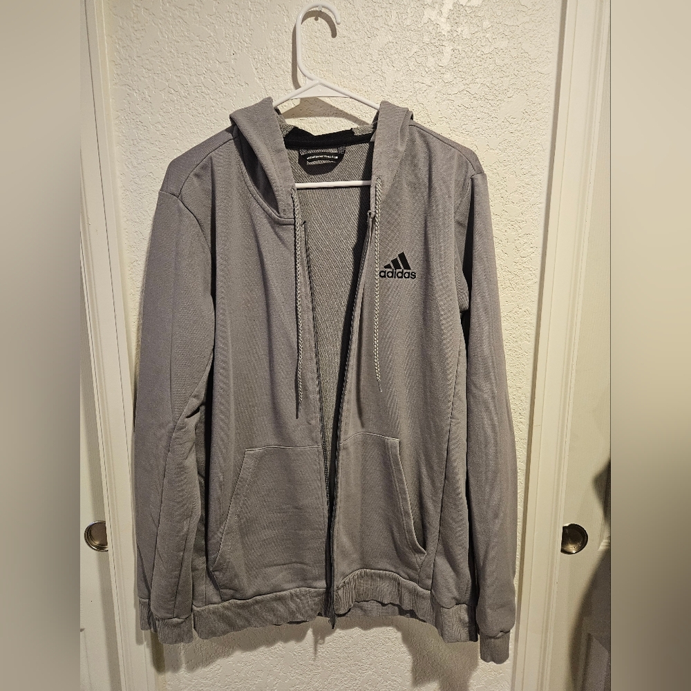Adidas Black and Gray Basketball Club Hoodie Size Large